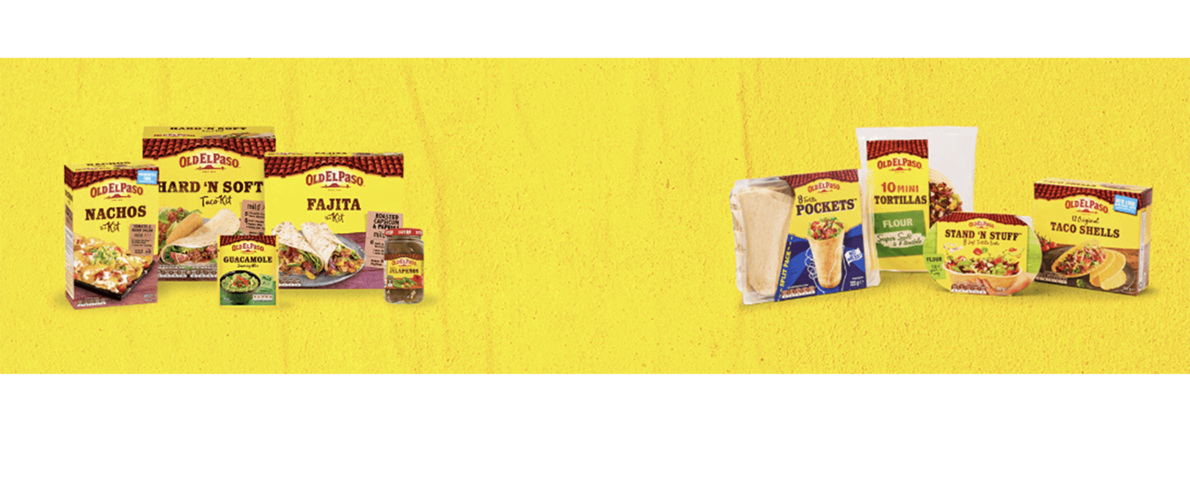 old el paso products arranged on yellow background